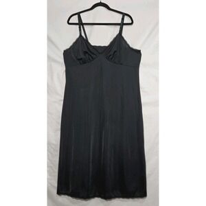 Shadowline Full Slip Women 42‎ Black Excellent Lace Trim Adjustable Straps Nylon